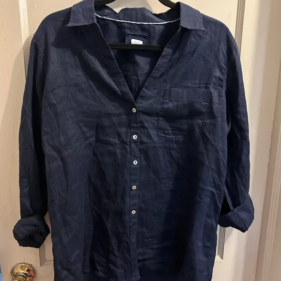 Sigrid Olsen long sleeve button down 100% linen long line tops bundle of two M - Picture 5 of 9